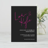 ピンクと黒あなたが必要とするすべての愛モダンの結婚事 招待状 (スタンド正面)