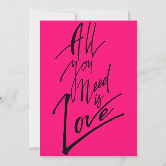 ピンクと黒あなたが必要とするすべての愛モダンの結婚事 招待状 (裏面)