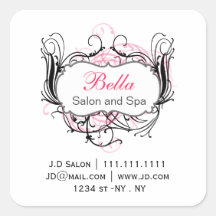 ピンクと黒と白のシックなビジネステッカー