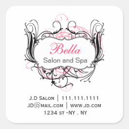 ピンクと黒と白のシックなビジネステッカー スクエアシール