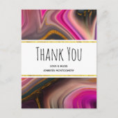 ピンクと黒と金ゴールド渦巻き抽象芸術ありがとう ポストカード (正面)