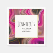 ピンクと黒と金ゴールド渦巻き赤ちゃんシャワー スタンダードカクテルナプキン (正面)