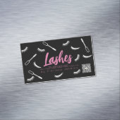 ピンクと黒のまつげエクステンションのメイクアップ マグネット名刺 (インサイチュ)