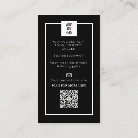 ピンクと黒のまつげエクステンションのメイクアップ 名刺 (裏面)