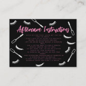 ピンクと黒のまつげエクステンションアフターケア 名刺 (正面)