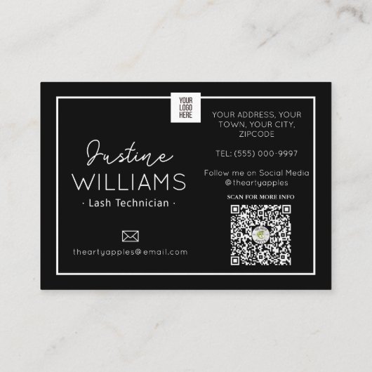 ピンクと黒のまつげエクステンションアフターケア 名刺 (裏面)