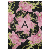 ピンクと黒のアキレアモノグラム クリップボード (裏面)