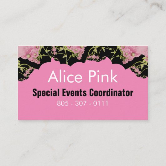 ピンクと黒のアキレアモノグラム 名刺 (裏面)