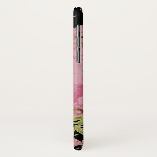 ピンクと黒のアキレアモノグラム Case-Mate iPhoneケース (裏面/左)