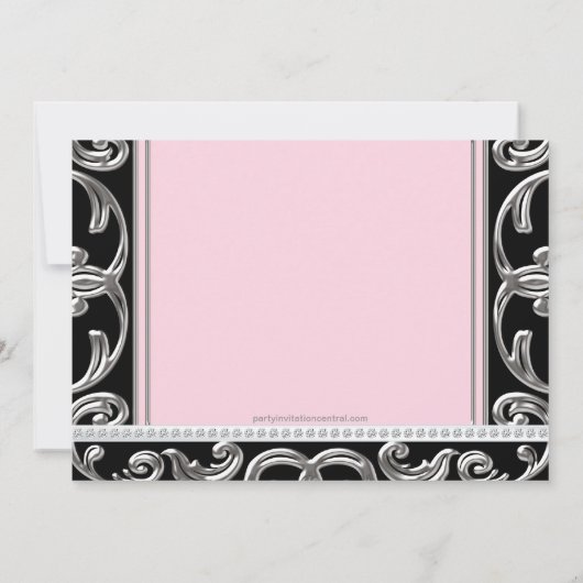 ピンクと黒のエスニックベイビーシャワー 招待状 (裏面)