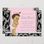 ピンクと黒のエスニックベイビーシャワー 招待状 (正面/裏面)