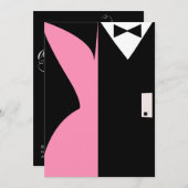ピンクと黒のカクテルドレスディナーパーティー 招待状 (正面/裏面)