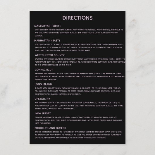 ピンクと黒のカスタムウェディングマップエンクロージャカード エンクロージャーカード (裏面)