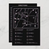 ピンクと黒のカスタムウェディングマップエンクロージャカード エンクロージャーカード (正面/裏面)