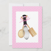 ピンクと黒のクック用品ブライダルシャワーの招待 招待状 (裏面)