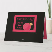 ピンクと黒のクリスマスグリーティングカード カード (裏面)