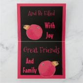 ピンクと黒のクリスマスグリーティングカード カード (内部)