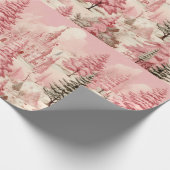 ピンクと黒のクリスマスツリーのギフトラッピング紙 ラッピングペーパー (角)