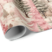 ピンクと黒のクリスマスツリーのギフトラッピング紙 ラッピングペーパー (ロールコーナー)