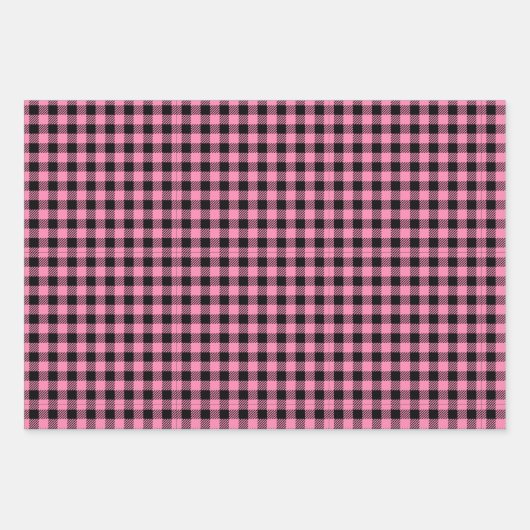 ピンクと黒のクリスマスツリー ラッピングペーパーシート (正面3)