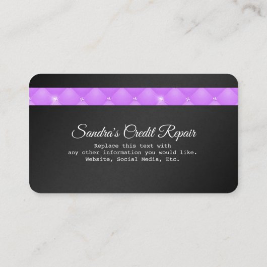 ピンクと黒のクレジットカードのダイヤモンド名刺 名刺 (裏面)