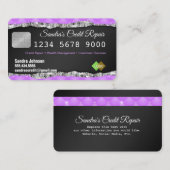 ピンクと黒のクレジットカードダイヤモンド名刺 名刺 (正面/裏面)