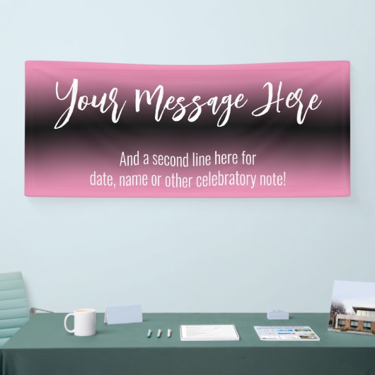 ピンクと黒のグラデーショングラデーションを追加するカスタム文字 横断幕 (トレードショー)