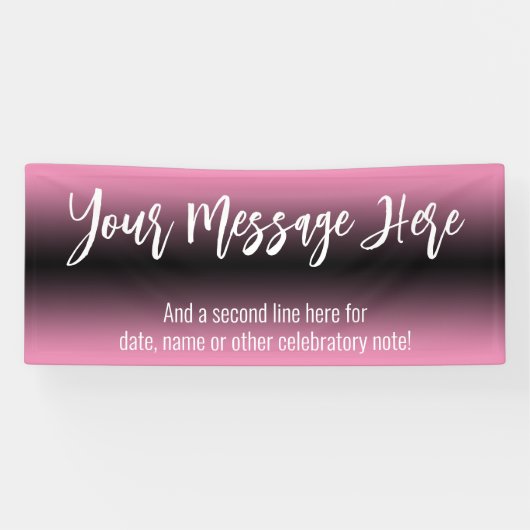 ピンクと黒のグラデーショングラデーションを追加するカスタム文字 横断幕 (横)