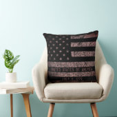 ピンクと黒のグランジヴィンテージアメリカ国旗 クッション (椅子)