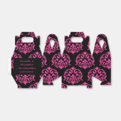 ピンクと黒のゴシック様式のダマスク結婚の模様 フェイバーボックス (折り畳みなし)