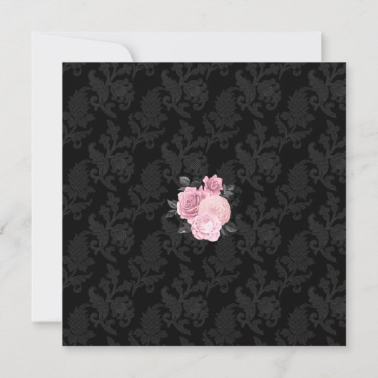 ピンクと黒のゴシック様式の結婚式招待状 招待状 (裏面)