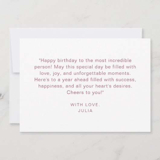 ピンクと黒のサファリバルーンハッピーバースデー カード (裏面)