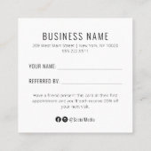 ピンクと黒のサロンは友人の紹介カードを参照 スクエア名刺 (裏面)