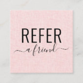 ピンクと黒のサロンは友人の紹介カードを参照 スクエア名刺 (正面)