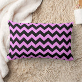 ピンクと黒のジグザグ ランバークッション (ブランケット)