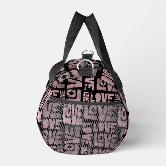 ピンクと黒のジムバッグ – ラブグラフィティ ダッフルバッグ (右)