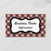 ピンクと黒のジンガムの名刺 予約カード (正面)