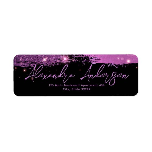 ピンクと黒のスタイリッシュ書道エレガント ラベル (正面)