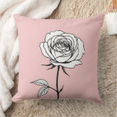 ピンクと黒のスタイル付きバラ クッション (ブランケット)