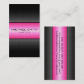 ピンクと黒のステンレス鋼メタル 名刺 (正面/裏面)