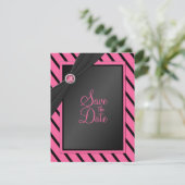 ピンクと黒のストライプは日付カードを保存 セーブザデート (スタンド正面)