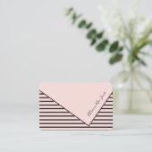 ピンクと黒のストライプフェイクが重なる 名刺 (スタンド正面)