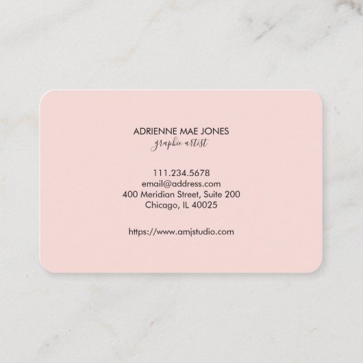 ピンクと黒のストライプフェイクが重なる 名刺 (裏面)