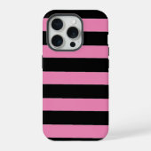 ピンクと黒のストライプ iPhoneケース (裏面)