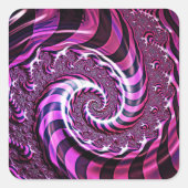 ピンクと黒のスパイラルイリュージョンのシール スクエアシール (正面)