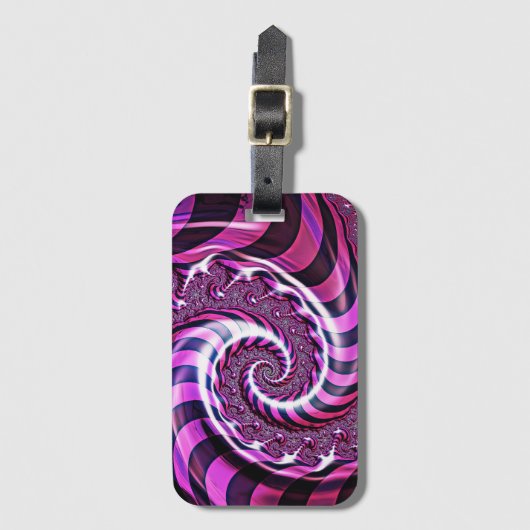 ピンクと黒のスパイラルイリュージョン荷物タグ ラゲッジタグ (正面縦)