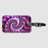 ピンクと黒のスパイラルイリュージョン荷物タグ ラゲッジタグ (正面横)