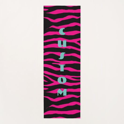 ピンクと黒のゼブラアニマルプリント厚い大きなカスタム ヨガマット (正面)