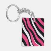 ピンクと黒のゼブラストライプ キーホルダー (正面左)