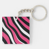 ピンクと黒のゼブラストライプ キーホルダー (裏面)
